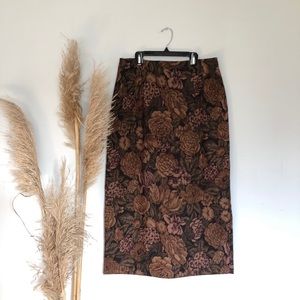 Briggs vintage floral fitted midi skirt L